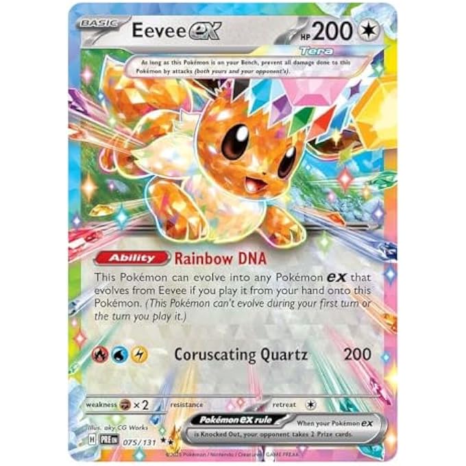 rayihni EEVEE EX 075/131 ULTRA RARE POKEMON CARD | RARE POKMON CARDS | POKMON EX | PRISMATIC EVOLUTIONS | POKEMON SCARLET AND VIOLET | AUTHENTICATED - Image 1